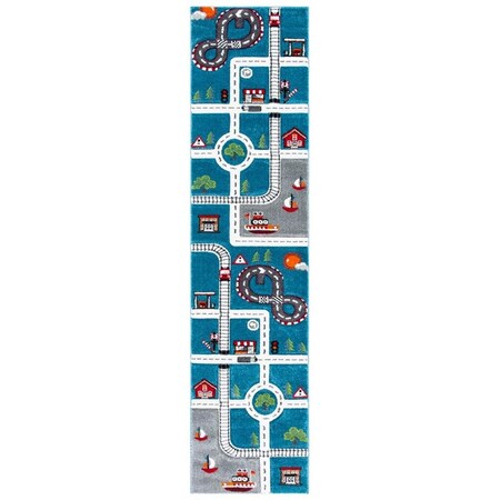 Safavieh 2 x 8 ft. Carousel Kids 100 Power Loomed Runner Area Rug Turquoise & Ivory CRK192K-28